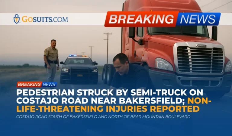 Pedestrian struck by semi-truck on Costajo Road near Bakersfield; non-life-threatening injuries reported