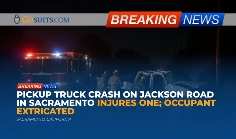 Pickup Truck Crash on Jackson Road in Sacramento Injures One; Occupant Extricated