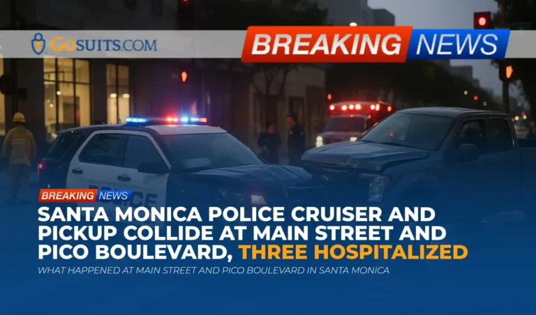 Santa Monica Police Cruiser and Pickup Collide at Main Street and Pico Boulevard, Three Hospitalized