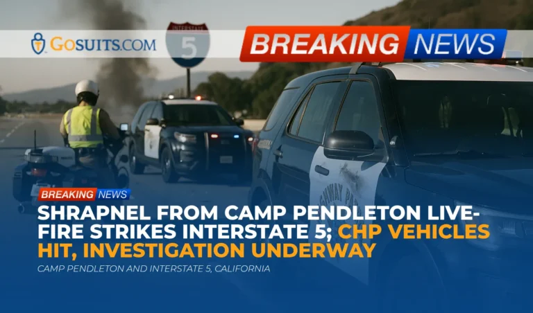 Shrapnel from Camp Pendleton live-fire strikes Interstate 5; CHP vehicles hit, investigation underway