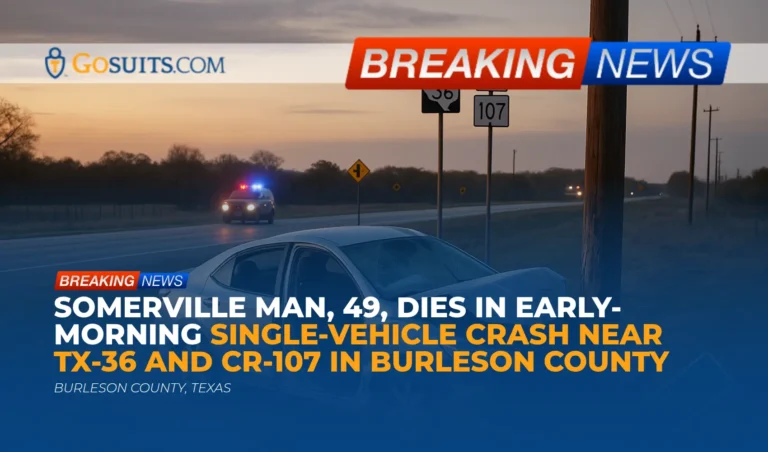 Somerville man, 49, dies in early-morning single-vehicle crash near TX-36 and CR-107 in Burleson County