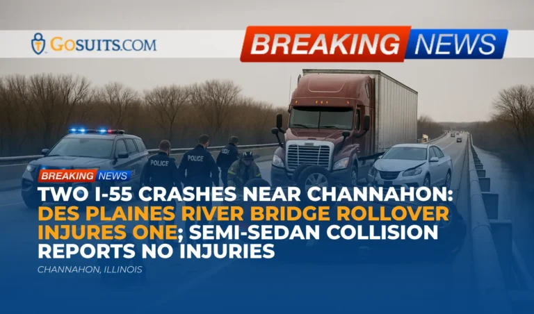 Two I-55 Crashes Near Channahon: Des Plaines River Bridge Rollover Injures One; Semi-Sedan Collision Reports No Injuries
