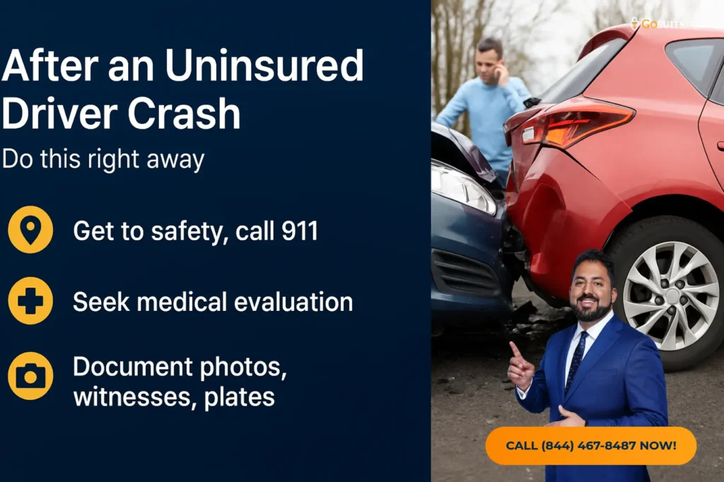 Uninsured or Underinsured Driver in Dallas? What to Do | Gosuits Infographic