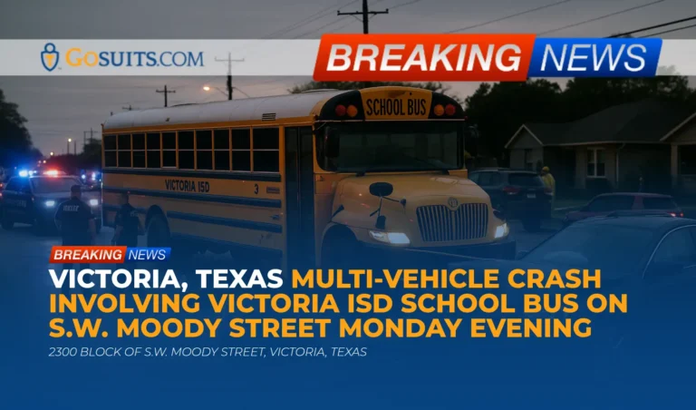 Victoria, Texas multi-vehicle crash involving Victoria ISD school bus on S.W. Moody Street Monday evening