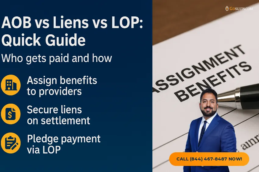 Assignment of Benefits (AOB): How It Affects Your Case | GoSuits Infographic
