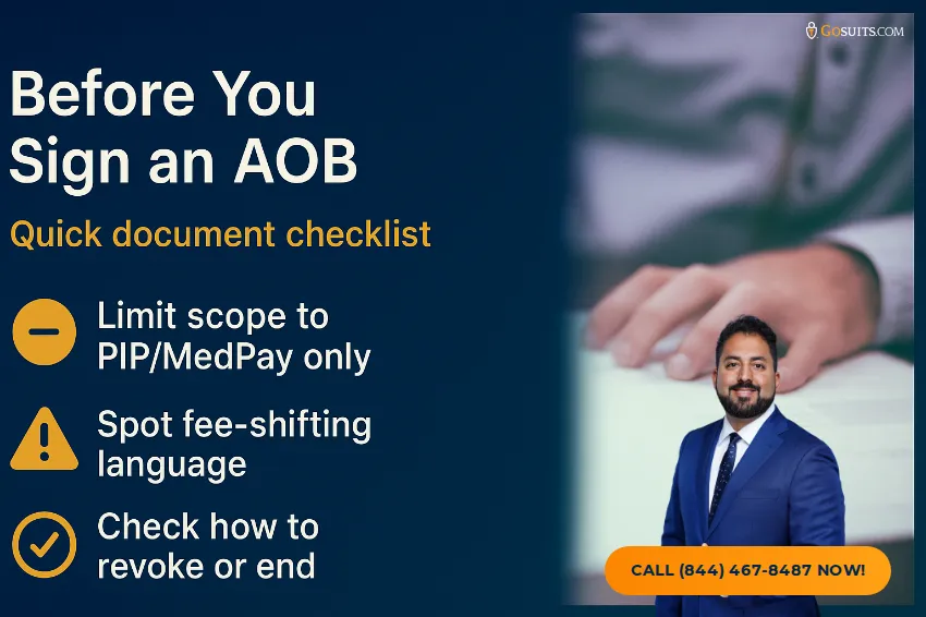 Assignment of Benefits (AOB): How It Affects Your Case | GoSuits Infographic