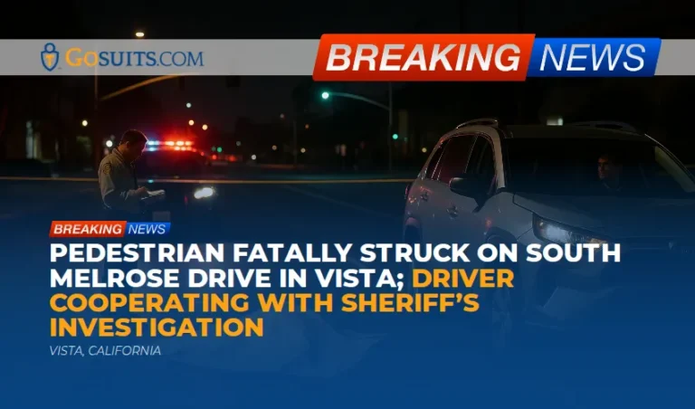 Pedestrian Fatally Struck on South Melrose Drive in Vista; Driver Cooperating with Sheriff’s Investigation