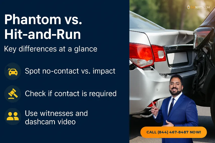 Phantom Vehicle Accidents: What They Are & Compensation | GoSuits Infographic