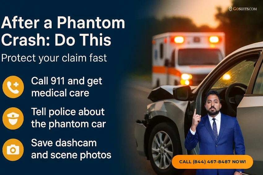 Phantom Vehicle Accidents: What They Are & Compensation | GoSuits Infographic