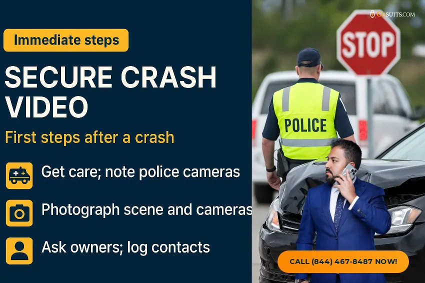 Request CCTV Footage After a California Car Accident | GoSuits Infographic