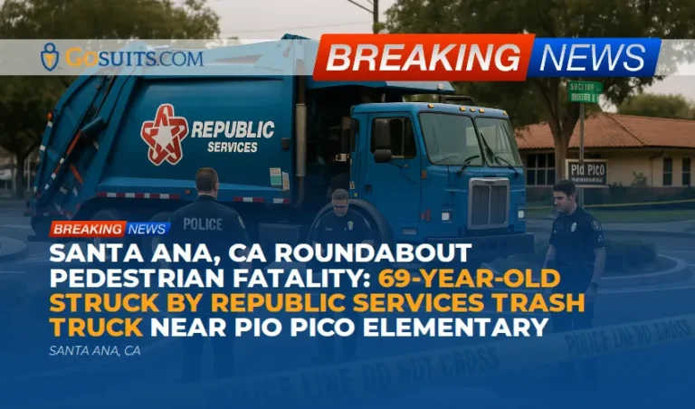 Santa Ana, CA Roundabout Pedestrian Fatality: 69-Year-Old Struck by Republic Services Trash Truck Near Pio Pico Elementary