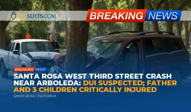 Santa Rosa West Third Street Crash Near Arboleda: DUI Suspected; Father and 3 Children Critically Injured