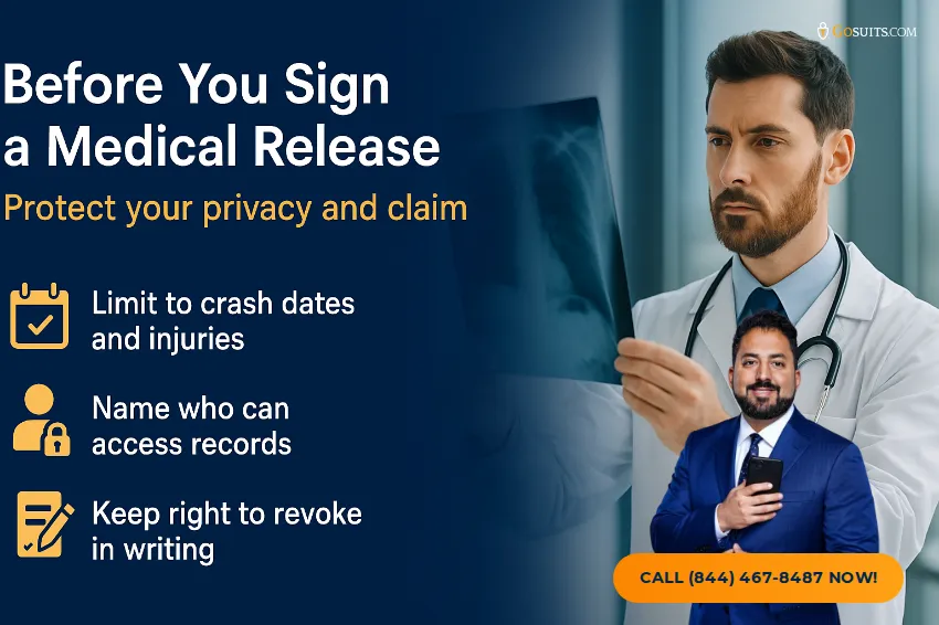 Should You Sign an Insurance Release After a Car Accident? | GoSuits Infographic