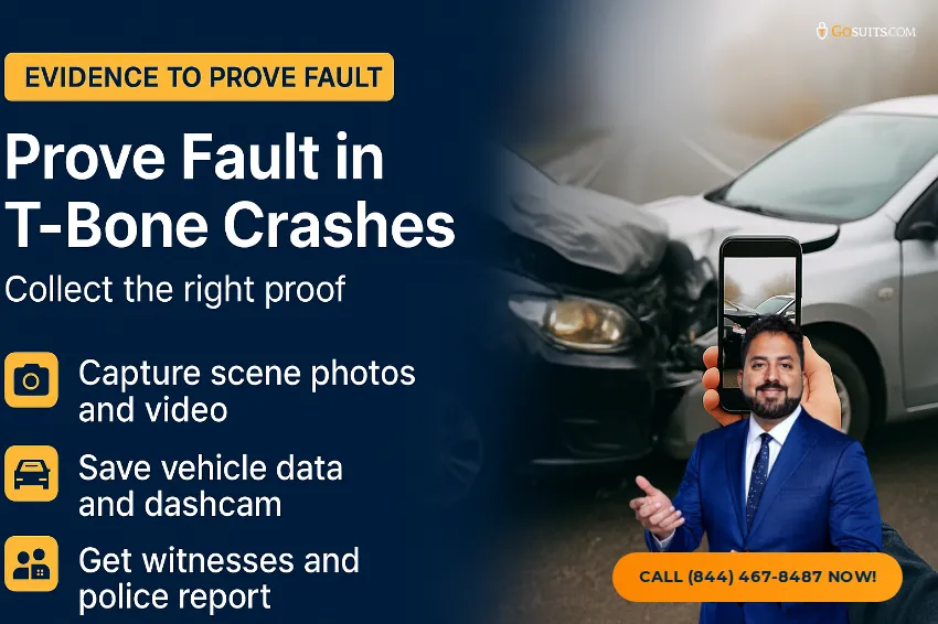T-Bone Accident Fault at Uncontrolled Intersections | GoSuits Infographic