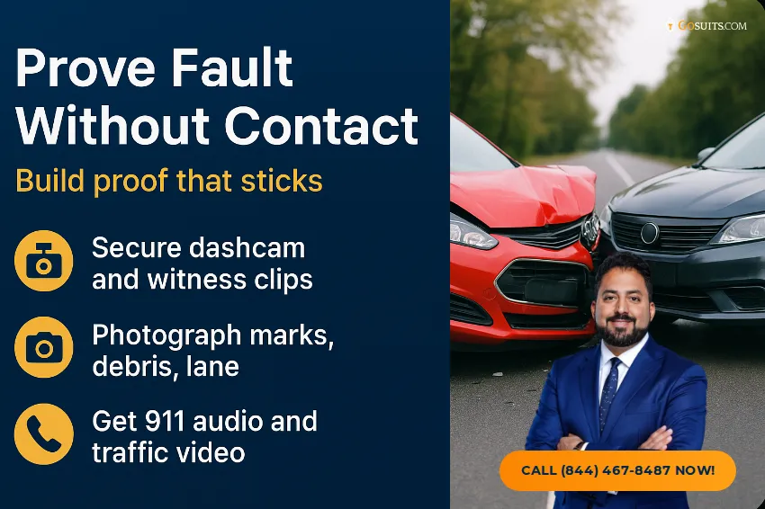 Who’s Liable for a No-Contact Motorcycle Accident? | GoSuits Infographic