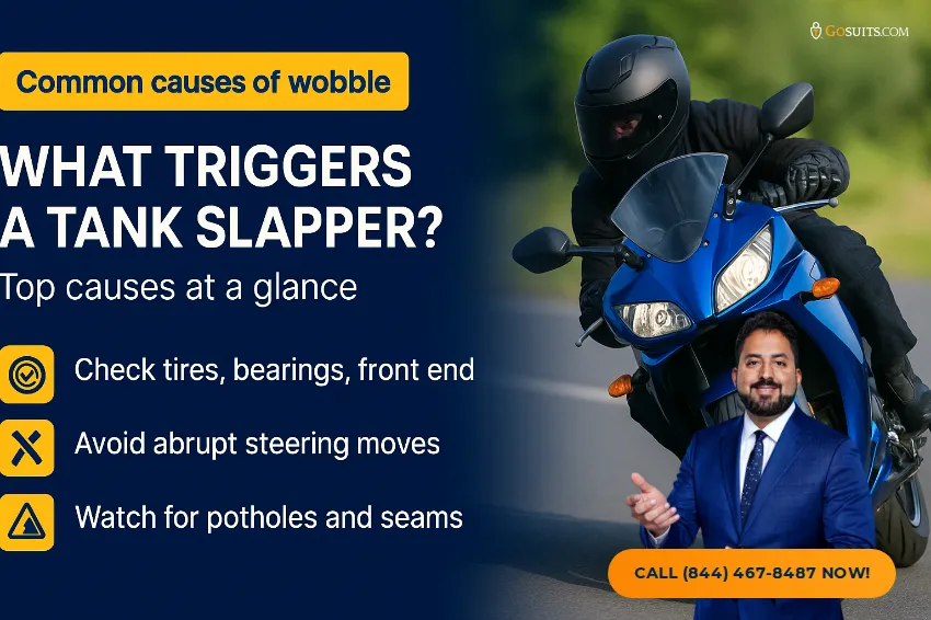 Wobble (Tank Slapper) Crash — What It Is & How Liability Is Determined | GoSuits Infographic