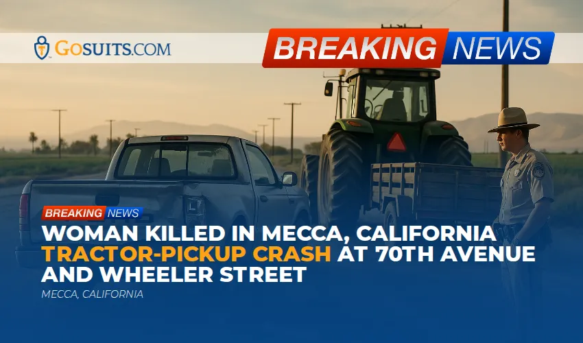 Woman Killed in Mecca, California Tractor-Pickup Crash at 70th Avenue and Wheeler Street