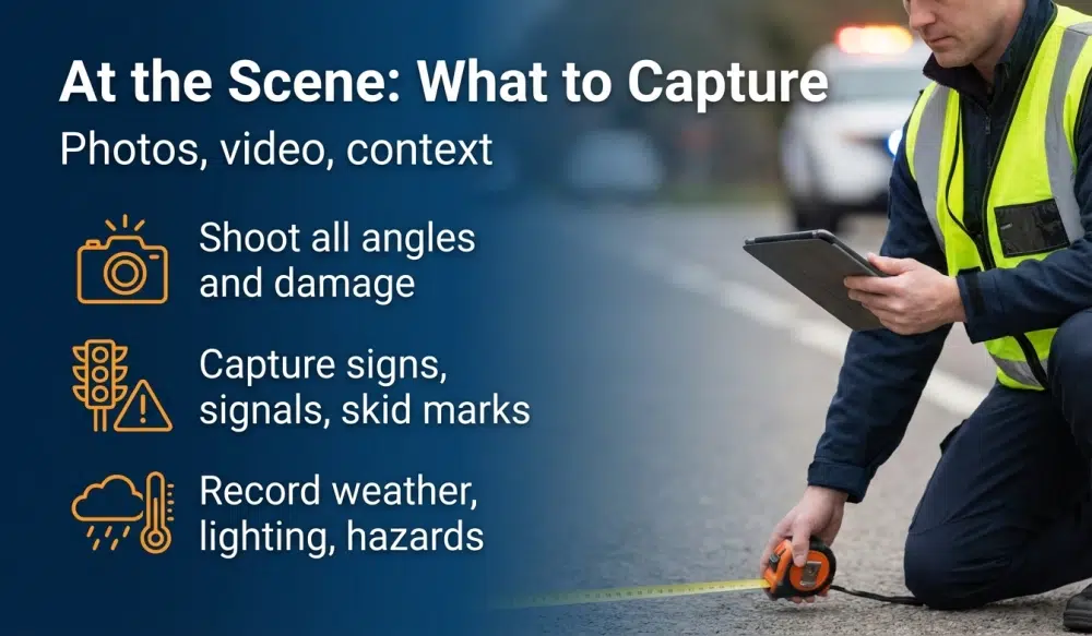 At the Scene: What to Capture — Photos, video, context
