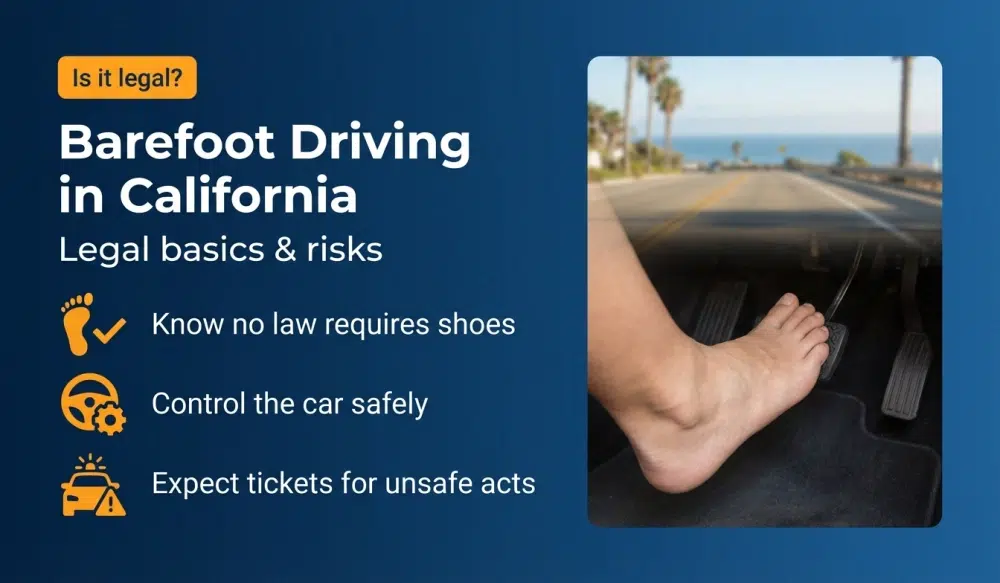 Barefoot Driving in California — Legal basics & risks