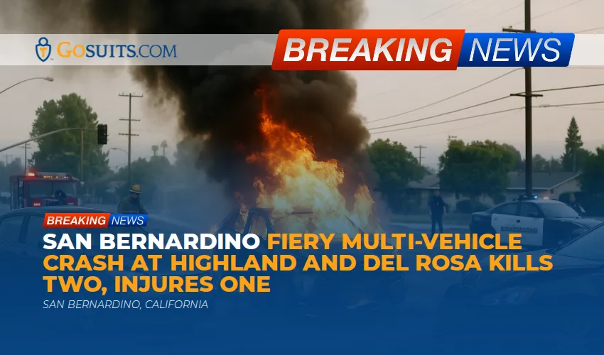 San Bernardino Fiery Multi-Vehicle Crash at Highland and Del Rosa Kills Two, Injures One