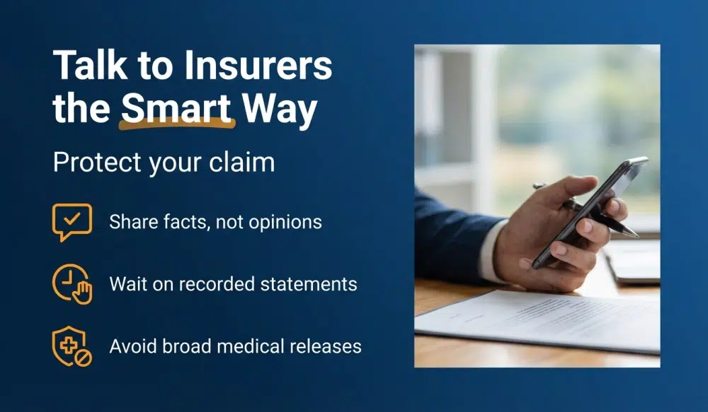Talk to Insurers the Smart Way — Share facts, not opinions; Wait on recorded statements; Avoid broad medical releases