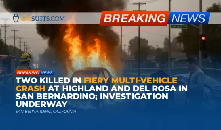Two Killed in Fiery Multi-Vehicle Crash at Highland and Del Rosa in San Bernardino; Investigation Underway