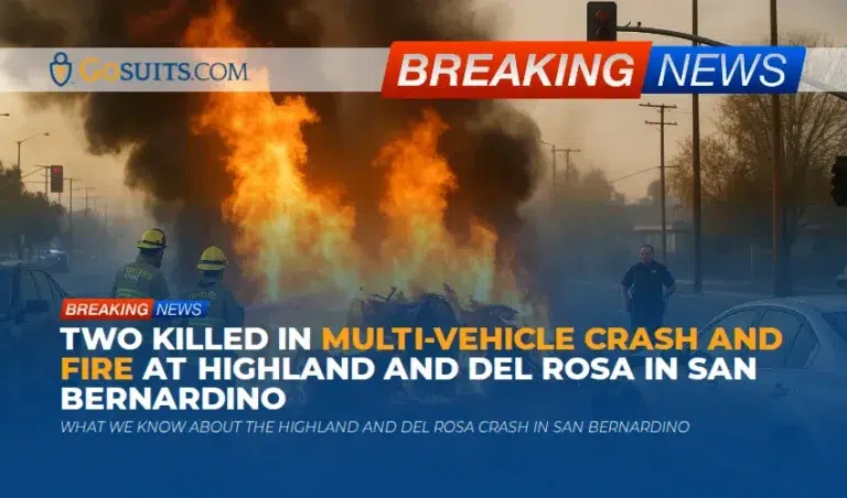 Two Killed in Multi-Vehicle Crash and Fire at Highland and Del Rosa in San Bernardino