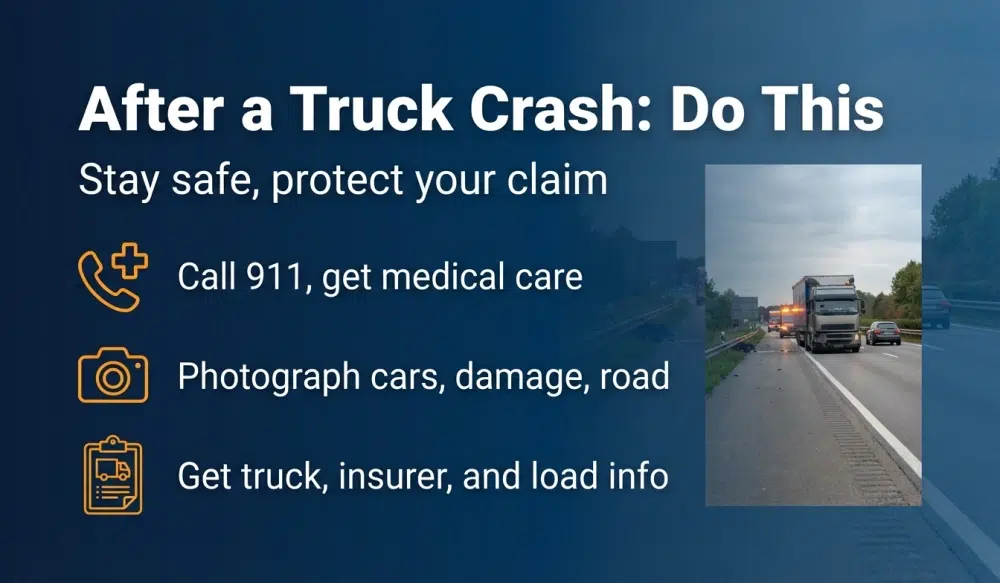 After a Truck Crash: Do This — Stay safe, protect your claim