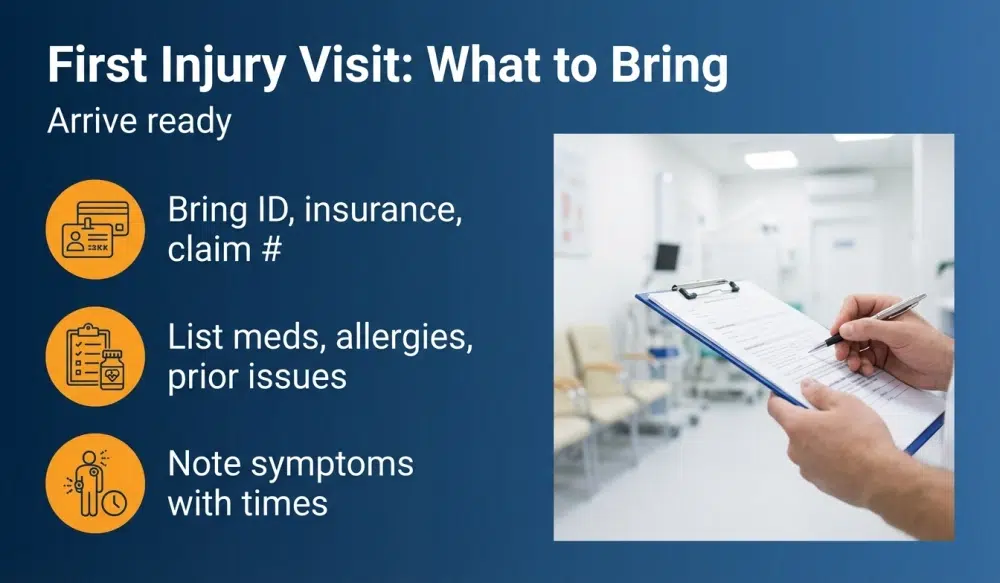 First Injury Visit: What to Bring