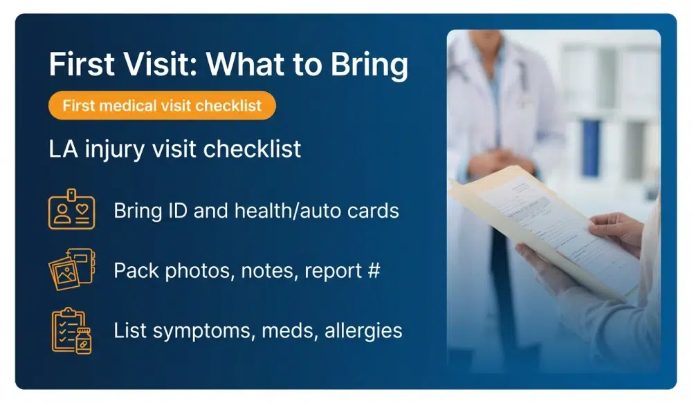 First Visit: What to Bring - LA injury visit checklist
