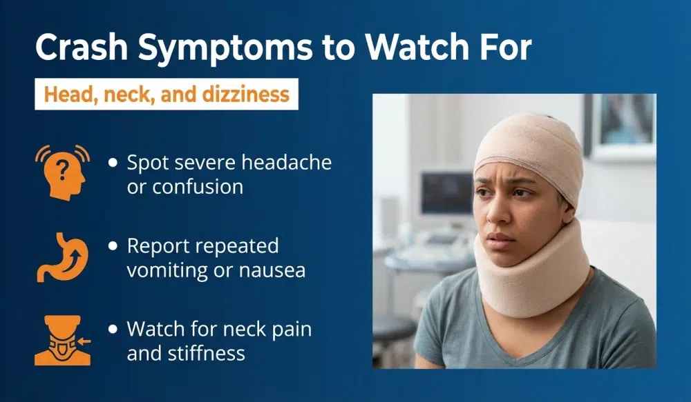 Infographic: Crash Symptoms to Watch — Head, neck, and dizziness