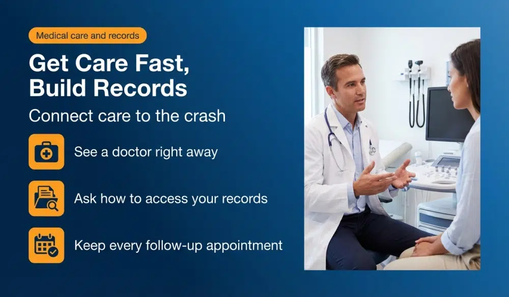 Infographic: Get Care Fast, Build Records — Connect care to the crash