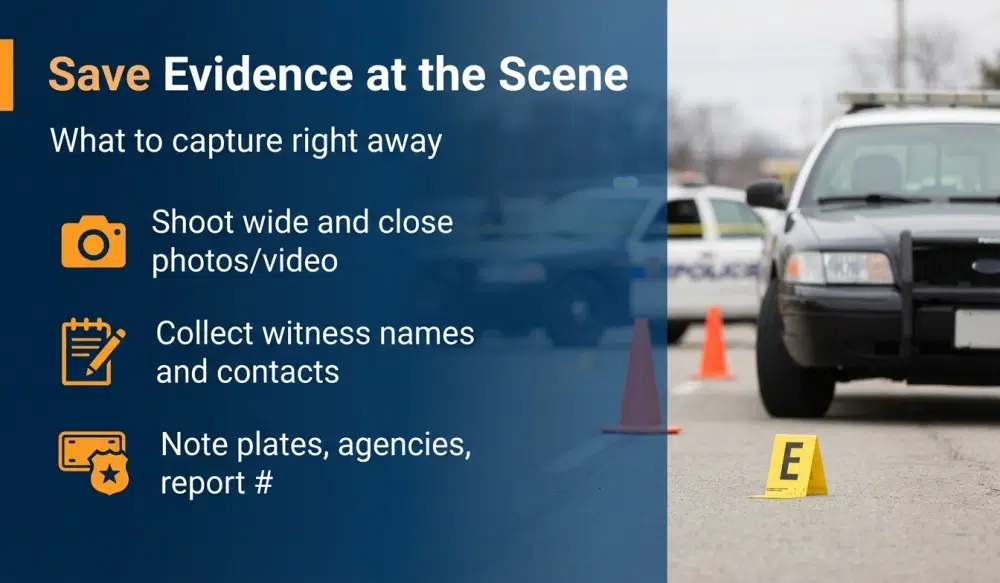 Save Evidence at the Scene — What to capture right away