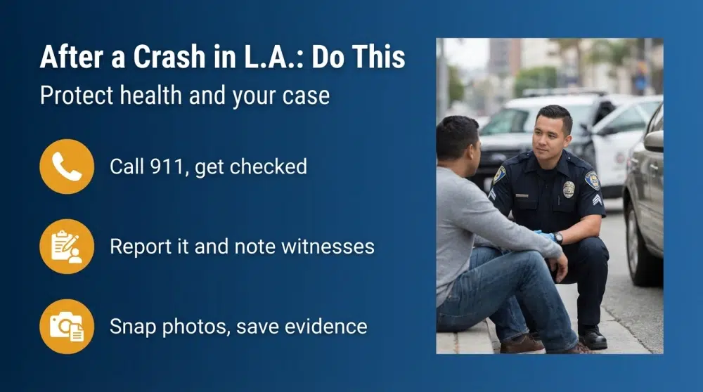 After a Crash in L.A.: Do This — Call 911, report and note witnesses, snap photos and save evidence