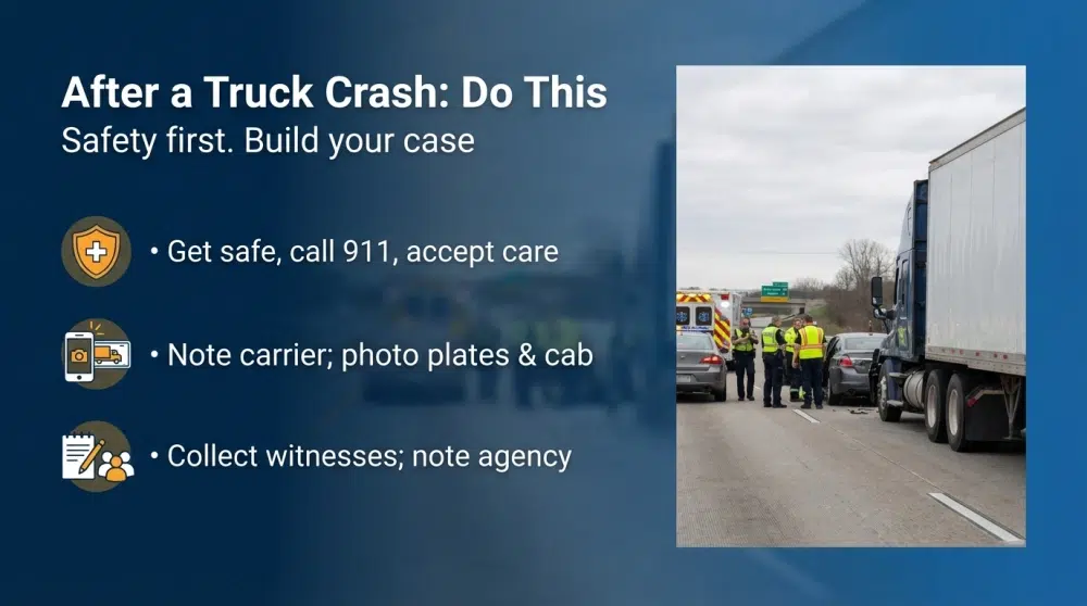 After a Truck Crash: Do This — Safety first. Build your case