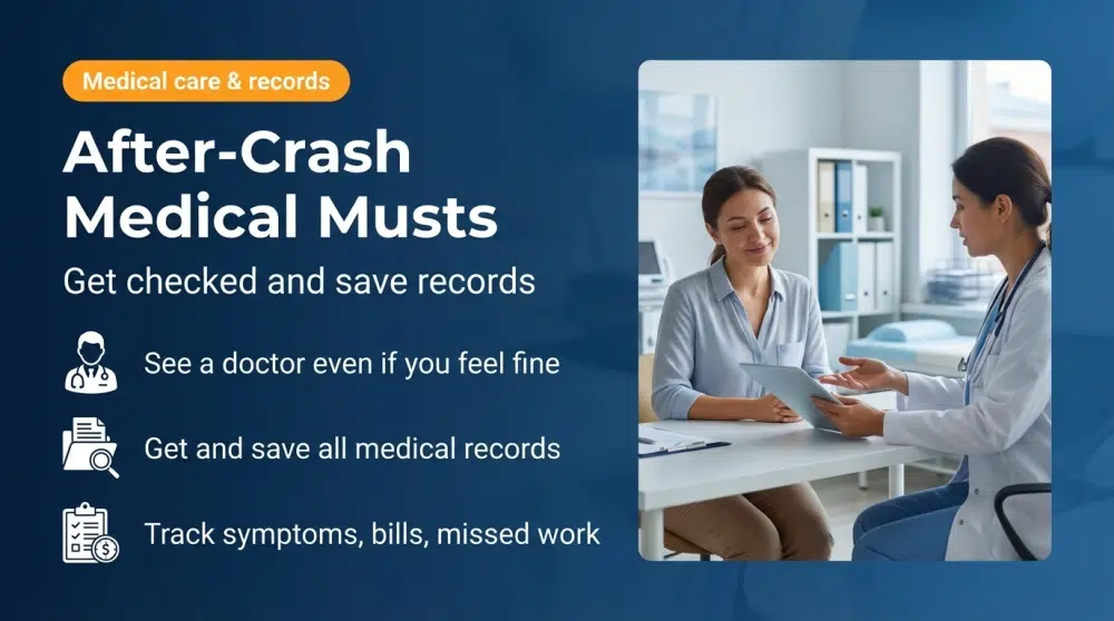 After-Crash Medical Musts — Get checked and save records