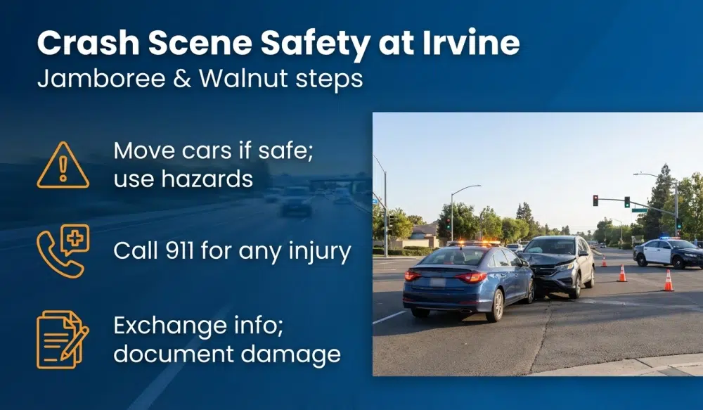 Crash Scene Safety at Irvine - Jamboree & Walnut steps