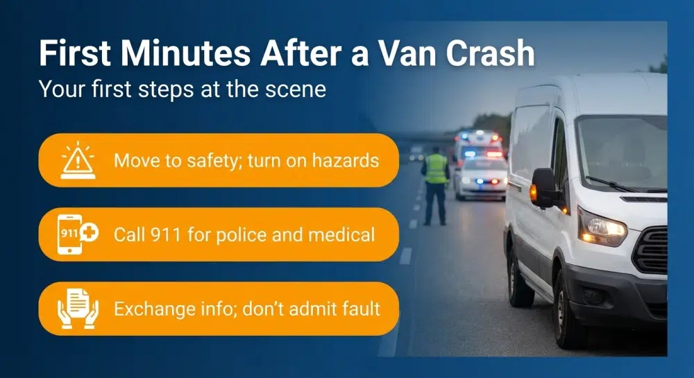 First Minutes After a Van Crash infographic