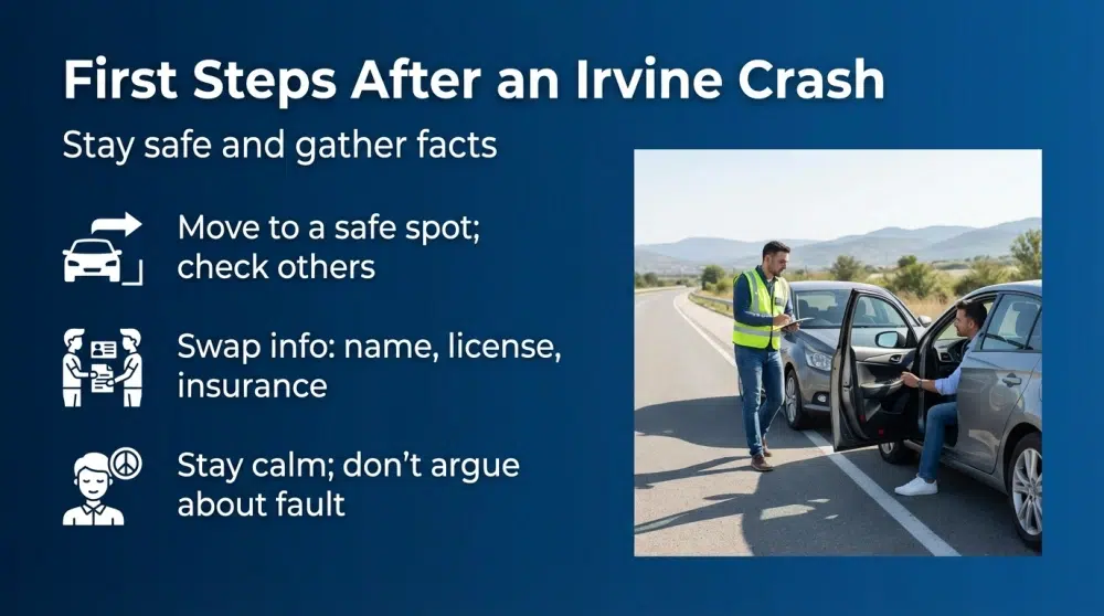 First Steps After an Irvine Crash - Stay safe and gather facts