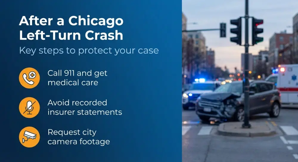 Infographic: After a Chicago Left-Turn Crash — Key steps to protect your case