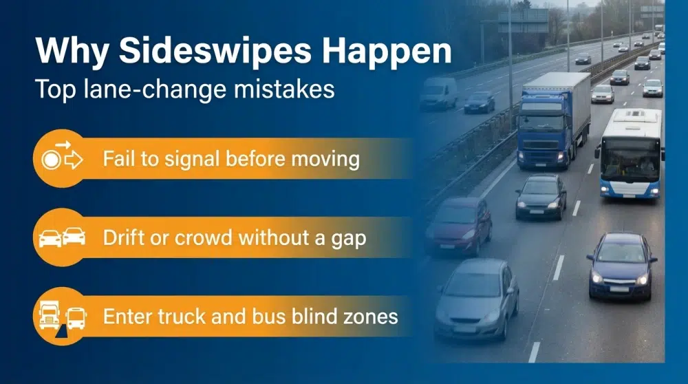 Infographic: Why Sideswipes Happen — Top lane-change mistakes