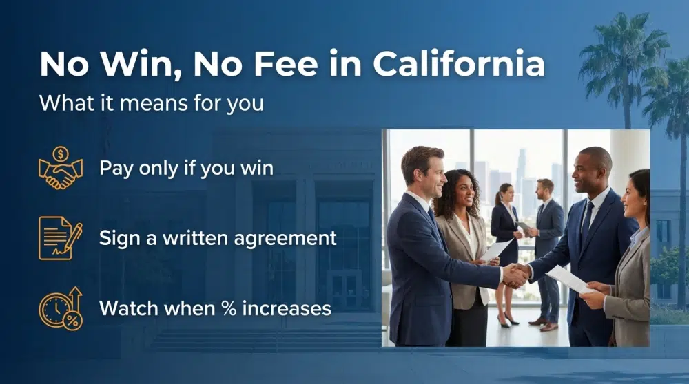 No Win, No Fee in California infographic
