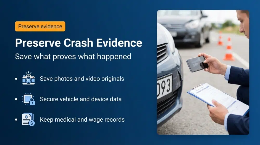 Preserve Crash Evidence infographic