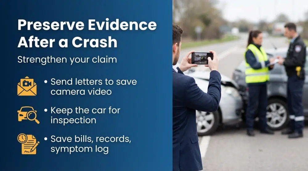 Preserve Evidence After a Crash - Strengthen your claim