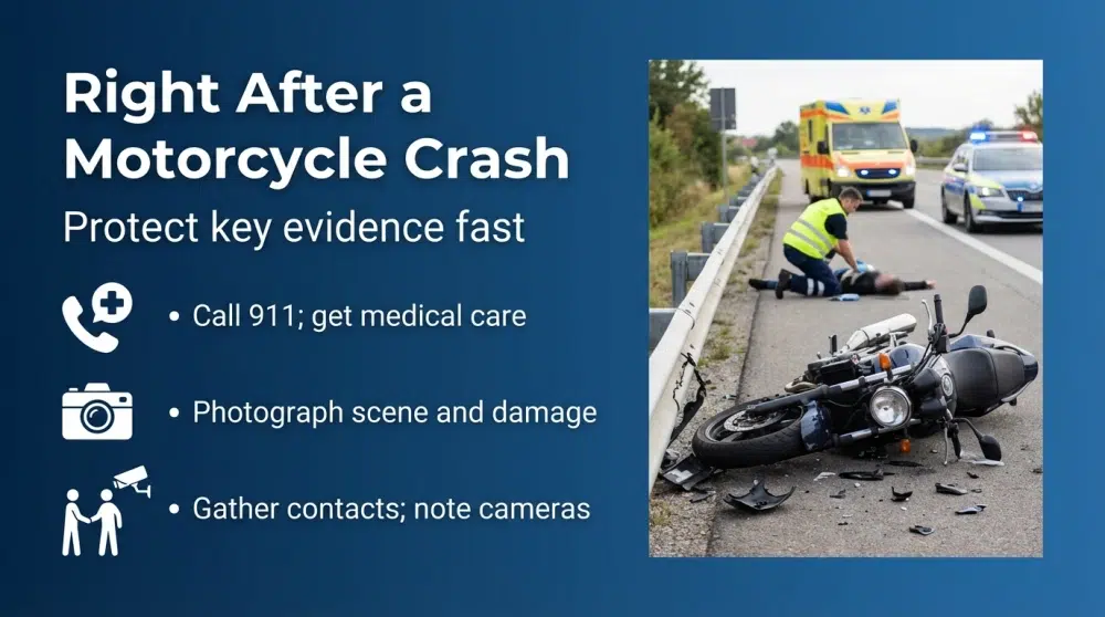 Right After a Motorcycle Crash - Protect key evidence fast