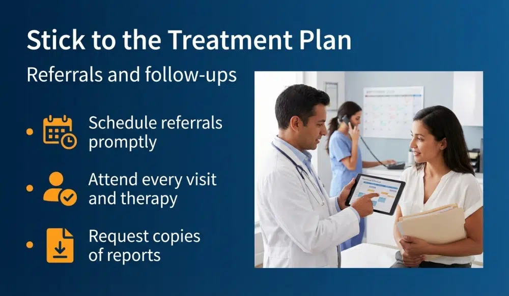 Stick to the Treatment Plan — Referrals and follow-ups