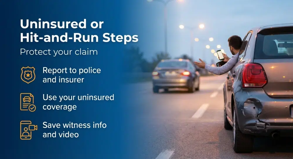 Uninsured or Hit-and-Run Steps - Protect your claim