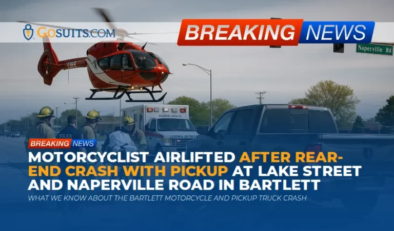 Motorcyclist Airlifted After Rear-End Crash With Pickup at Lake Street and Naperville Road in Bartlett