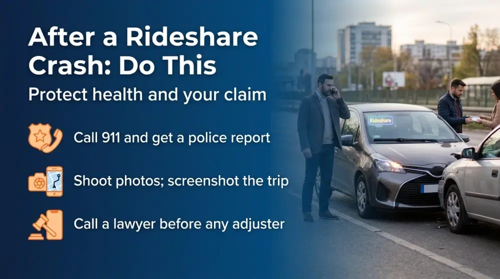 After a Rideshare Crash: Do This - Protect health and your claim