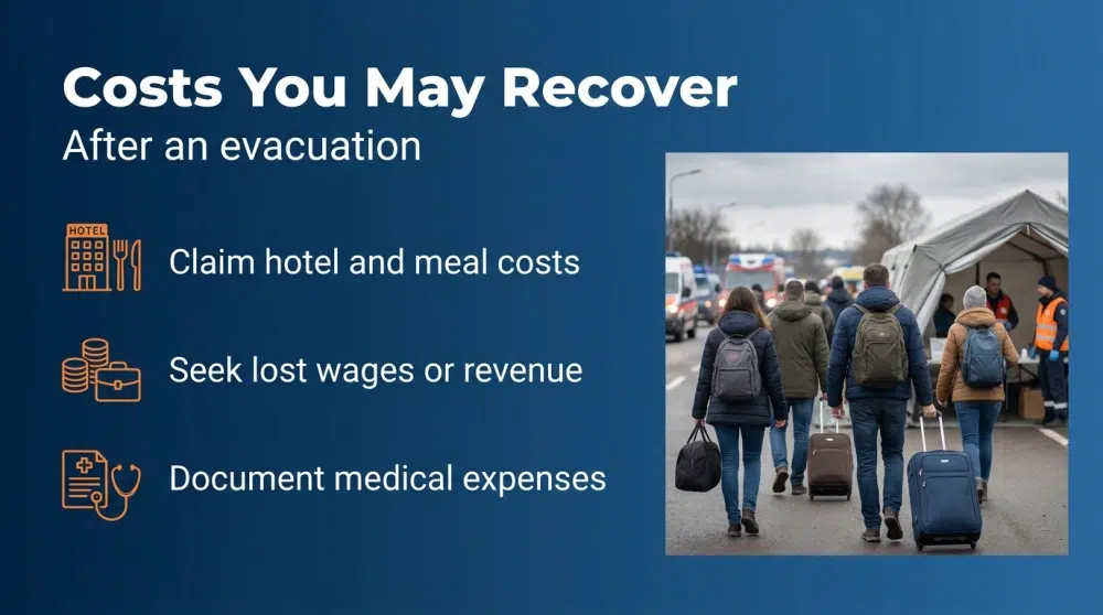 Costs You May Recover infographic — After an evacuation